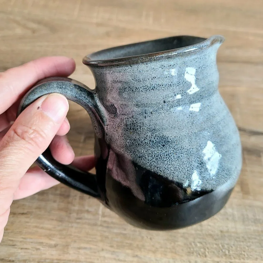 Hand made ceramic blue and black pitcher/creamer. - Picture 8 of 9
